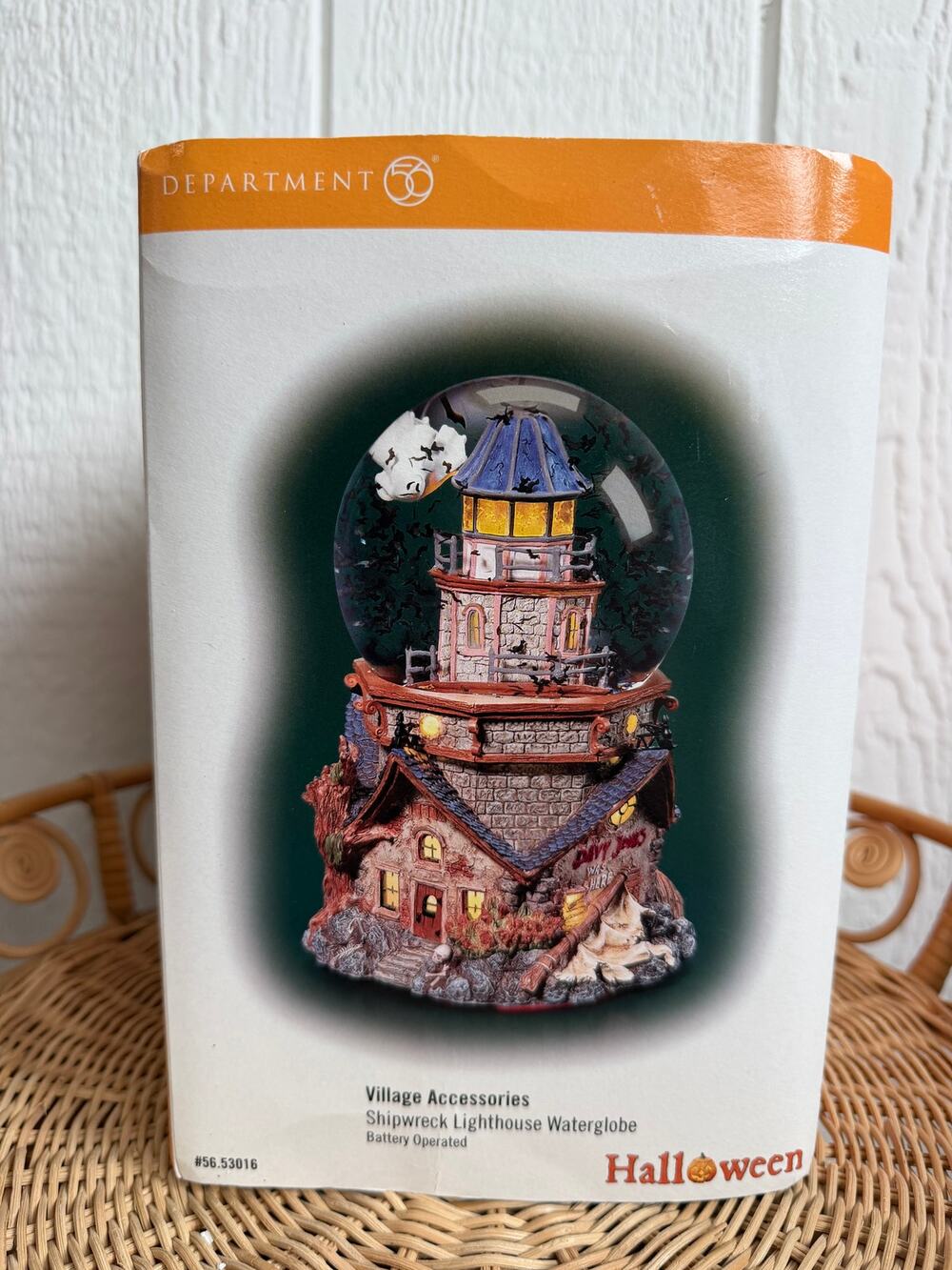 Vintage Dept 56 Halloween Globe Shipwreck Lighthouse Waterglobe